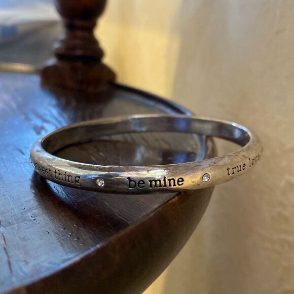 Brighton silver contemporary “be mine” Valentine’s Day slim bangle bracelet - Picture 5 of 5